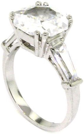 Alljoy Sterling Silver Classic Engagement Ring w/Large Octagonal White CZ Size 7