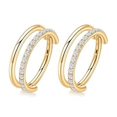 Gold-Pair-Double Hoop Single CZ