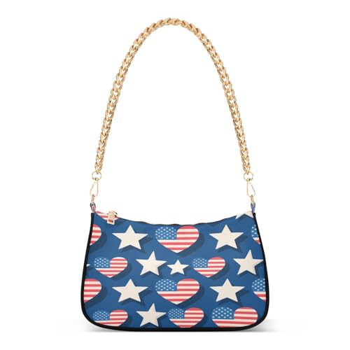 Shoulder Bag for Women Colorful Heart and Star Crossbody Bags with Removable Straps and Zipper Closure Clutch Tote Handbags Purses