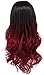yuehong Long Curly Black Red Womens Wig Wavy Ombre Anime Cosplay Wigs Heat Resistant Synthetic Fibers Soft Breathable Costume