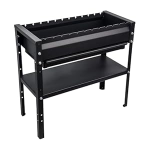 KVOTA Mangal Grill 80 cm – Holzkohlegrill aus 2 mm Stahl, mit 12 Spießauflagen (manuell drehbar), höhenverstellbarer Ablage, Ascheschublade, inkl. Zange & Schürhaken (ohne Spieße)