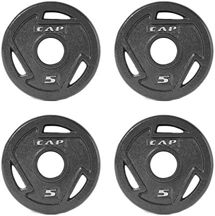 CAP Barbell 2-Inch Olympic Grip Weight Plate, 5 lb, Set of 4, 5 lb, Set of 4 Black (OPHWIS-005)
