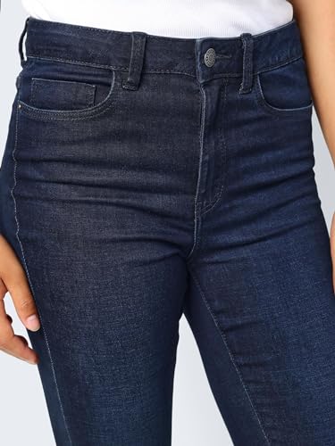 NOISY MAY Damen Flared Schlag Jeans High Waist Denim Stretch Hose Wide Vintage Pants NMSALLIE, Farben:Dunkelblau, Größe:28W / 34L – Ansicht 6