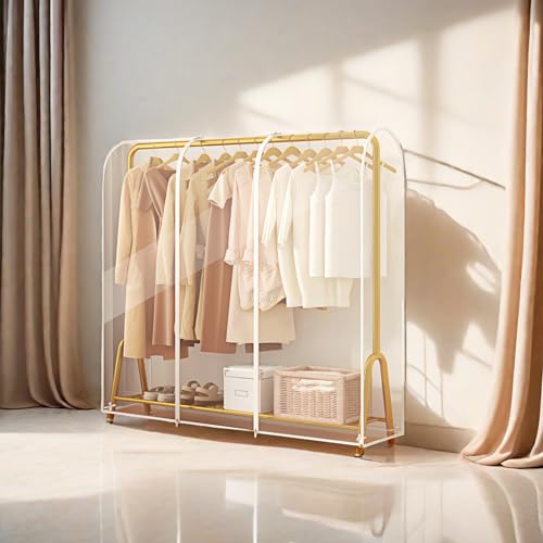 Anseom Schutzhülle für Kleiderständer, Dickere PEVA Kleidersack 100×50×150 cm Transluzent Feuchtigkeit Staubdicht Kleiderschutzhüllen mit Reissverschlüsse, für Anzug Mantel T-Shirt