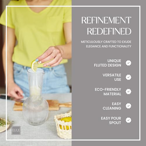 Elle Decor Ribbed Glass Carafe thumb #3