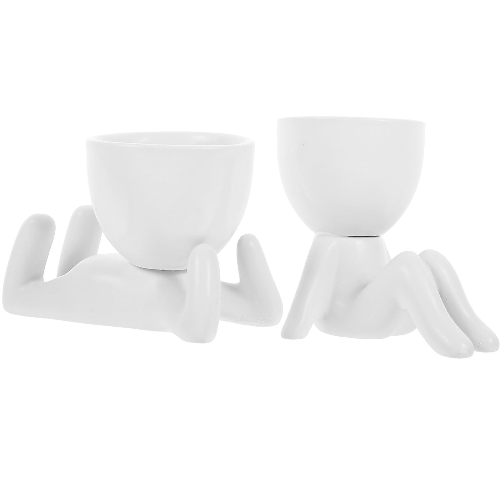 Pot de plante céramique stable en forme humaine Yardenfun pour succulentes, lot de 2