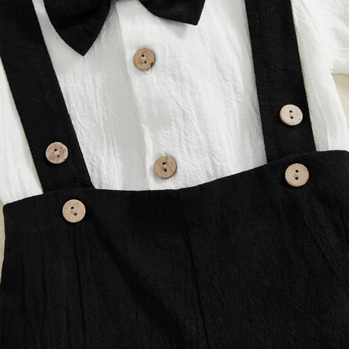 GOOCHEER Newborn Baby Boy Gentleman Outfit Suit Short Sleeve Bowtie Romper Jumpsuit Suspender Shorts Set Summer Dress Clothes 6