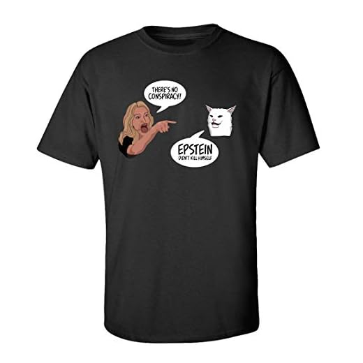 Funny Cat Meme Epstein Didn't Kill Himself Short Sleeve T-Shirt-Black-Medium