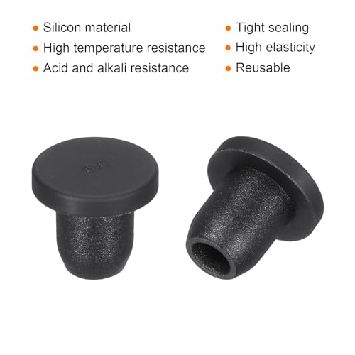 Image of MECCANIXITY High Temp Silicone Plug Mount Dia 6.8mm /0.27 Inch T Shaped Solid Rubber Stopper Hole Plugs for Coating Plating Waterproof Sealing Plugs Black Pack of 10(OD 11mm /0.43 Inch)