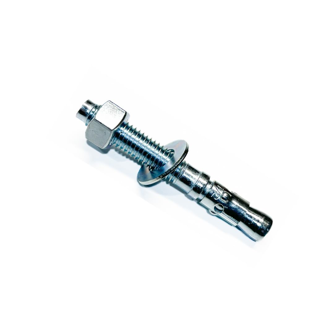 MIGHTY FASTENERS Zinc-Plated Steel Wedge Anchors, 1/2" X 10" - Heavy-Duty Mounting Bolts for Concrete - 25 Pack