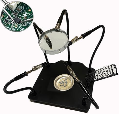 Station De Soudage 'troisième Main' – Avec Loupe 3x, Pinces Crocodiles, Bras Réglables – Pour électronique, PCB