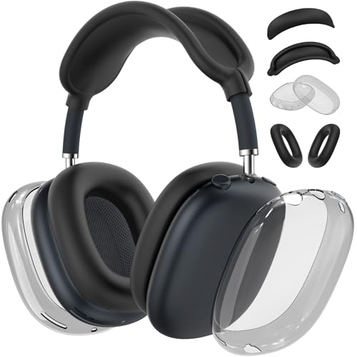 TNSNK Kratzfest Hülle Cover Kompatibel mit Airpods Max Kopfhörer, TPU Stoßfest Hülle für Airpods Max Zubehör (Ohrmuschelabdeckungen/Kopfband Abdeckug/Ohrpolster Abdeckung/Oberteil-Schutz) - Schwarz TNSNK Kratzfest Hülle Cover Kompatibel mit Airpods Max Kopfhörer, TPU Stoßfest Hülle für Airpods Max Zubehör (Ohrmuschelabdeckungen/Kopfband Abdeckug/Ohrpolster Abdeckung/Oberteil-Schutz) - Schwarz