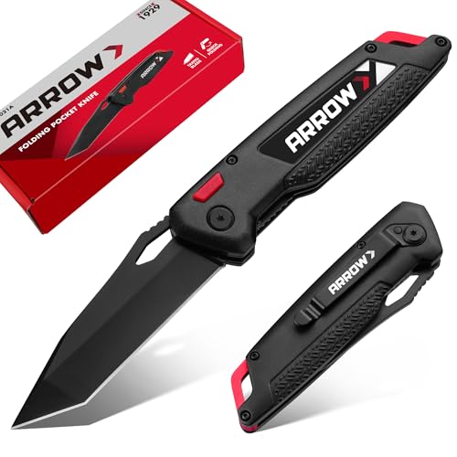 ARROW 3.5'' Folding Pocket Knife - Liner Lock, Tactical Knife with Pocket Clip & Lanyard Hole, Perfect for Hunting, Camping, Survival