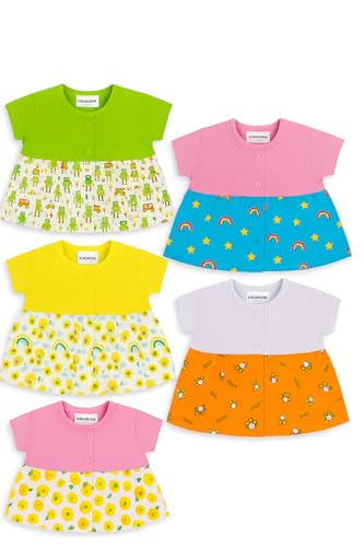 Image of Baby Girl Cotton Frock Dress Half Sleeves Knee Length fit and Flare Frock jhabla Regular fit top