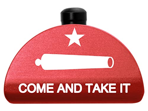 NDZ Performance Aluminum Grip Plug for Glock Gen 1-3 G17 G19 G20 G21 G22 G23 G24 G31 G32 G34 G35 – 6061-T6 Anodized with Custom Laser Engraving – Red Finish – Come and Take It Cannon