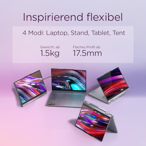 Lenovo IdeaPad 5 2-in-1 AI Laptop | Copilot+ PC | 14 WUXGA Touch Display | AMD Ryzen AI 5 340 | 16GB RAM | 512GB SSD | AMD Radeon Grafik | Win11 | QWERTZ | Luna Grau | 3 Monate Premium Care