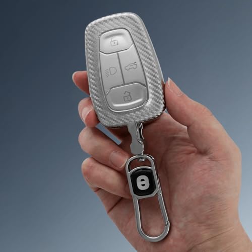 Image of Keyzone Silverstar TPU Key Cover with Keychain fit for Tata Cars, Compatible with Nexon, Harrier, Altroz, Safari, Punch, Tigor Smart Key (Silver)