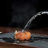 SCE Handmade Crafts Chinese Ceramic Tea Pet, Purple Sand Tea Ornaments, Cute Color Changing Tea Pet Pumpkin Frog Spray Pee for Tea Table, Home Decoration Small Figurines