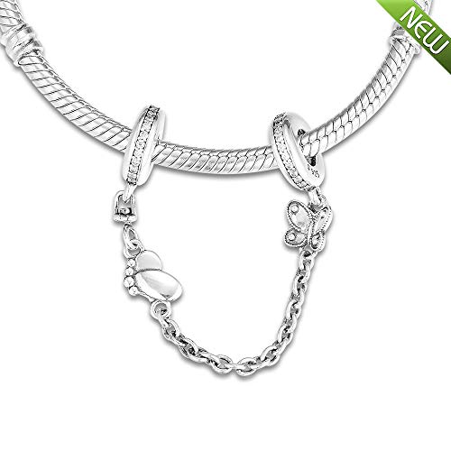 Plata 925 cadena de seguridad de mariposas de primavera para pulseras 4