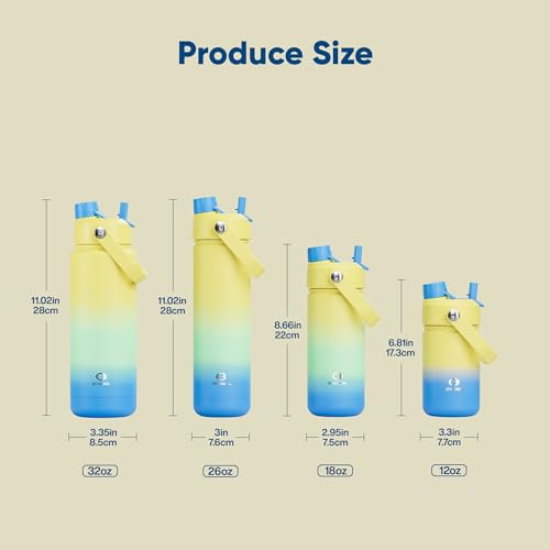Image of ENCOOL Insulated Water Bottle with Straw Stainless Steel Water Bottle, Leak-Proof, BPA-Free, Double Wall Vacuum Keeps Cold for 24 Hours for Sports, Travel, School (32 oz, Soft Lagoon)