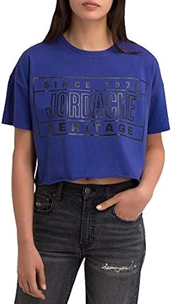 Jordache Legacy Womens Kimberly Cropped TEE, Royal Blue, Small