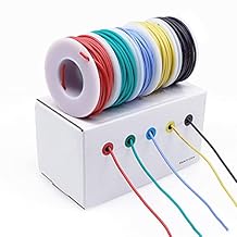 Treedix 5pcs 22AWG Wire Flexible Silicone Hookup Wire 22 Gauge Tinned Copper Jumper Wires Silicone Rubber Insulated 5 Color Cable