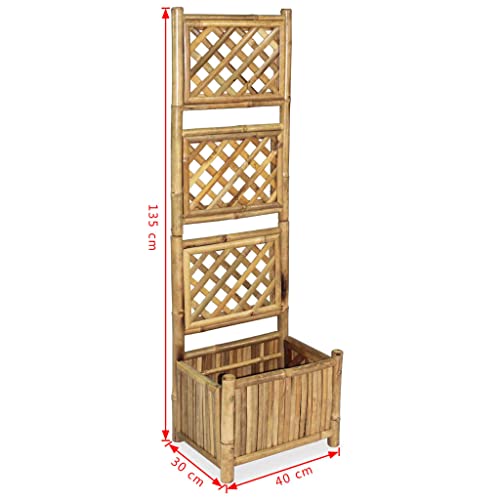 Jardinière avec treillis en bambou de 40 cm pour balcon