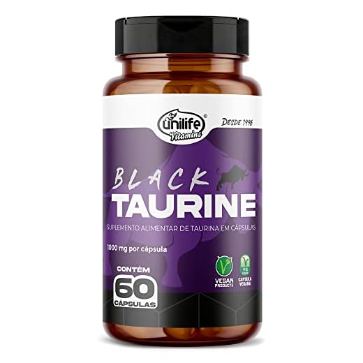 Taurina 1000 mg Black Taurine Unilife 60 Cápsulas