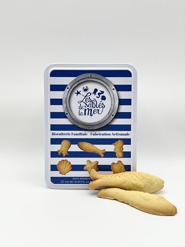 Boite Métal de biscuits sablés en forme de sardine, à l'arôme naturel de citron, 120gr
