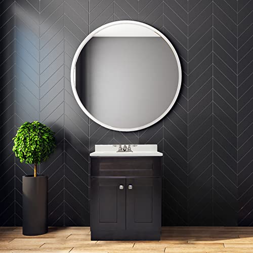 Design House 585000 Bath Shaker 2-Door Bathroom Vanity With Cultured Marble White Top, 4-Inch Centerset, Espresso, 2 Piece #TOP3