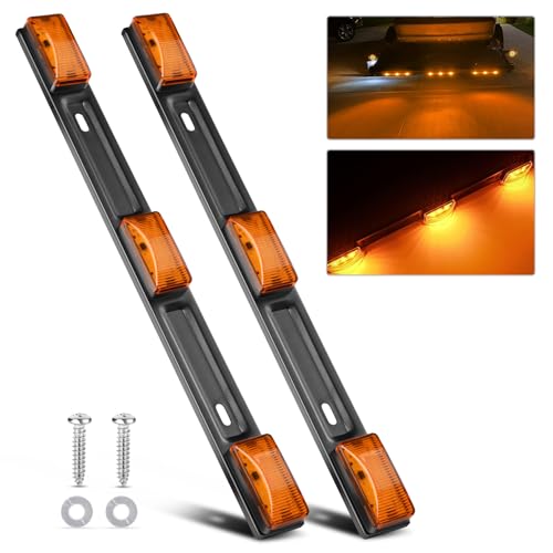 Image of Nilight 9 LED Marker Tail Trailer Light Bar 14.2Inch 2 PCS Amber Clearance Identification Running Mark ID Rear Stainless Steel Bracket for 12V Pickup Truck RV Boat