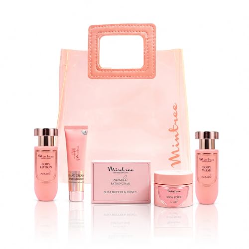 Image of Mintree Peach 5 in 1 Bath and Body Care Gift Hamper with Body Wash, Lotion, Scrub, Bathing Bar and Hand Cream for Women | All Skin Types | Suitable for Birthdays, Anniversaries and Special Occasions