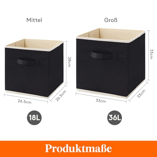 Lifewit Aufbewahrungsbox, 10 Stück, Schwarz, 26,5 x 26,5 x 28 cm, 20 L – Ansicht 3