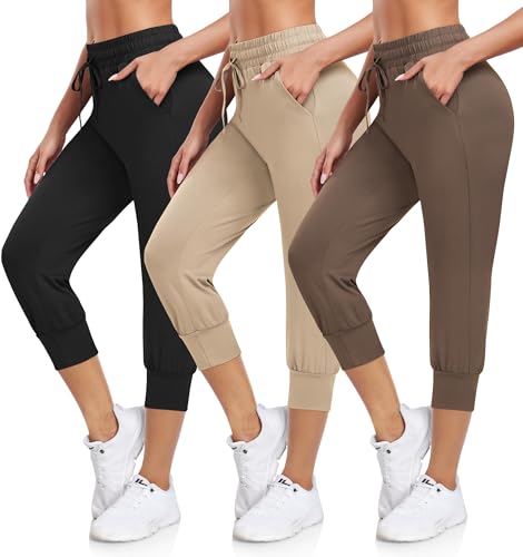 DHSO 3 Pack Sweatpants for Women-Womens Joggers with Pockets Athletic Leggings for Workout Yoga Running Pants Trousers
