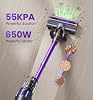 Aspiradora inalámbrica de 90 minutos, actualizada 650W 55KPA, con pantalla inteligente, taza de 1.8L, cepillo en forma de V anti-enredos, carga de pared, autosoporte, para hogar, piso, alfombra 4