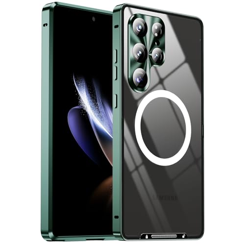 Coque Samsung S25 MagSafe en aluminium vert mat ultra fine arrière PC