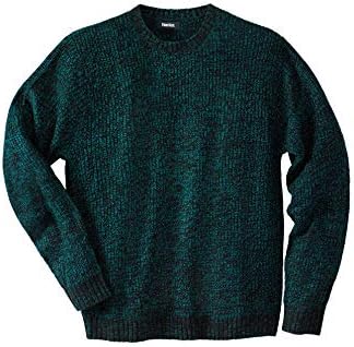 KingSize Men's Big & Tall Shaker Knit Crewneck Sweater - Tall - 4XL, Midnight Teal Marl Multicolored