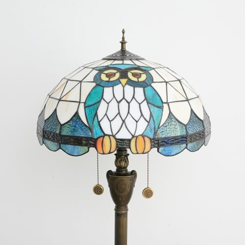 Tiffany Lampa Podłogowa Sowa Zwierzę Lampa Witrażowa Do Salonu Sypialnia Biuro Jasne Oświetlenie Rustykalny Narożny Wystrój Stojący Czytanie Estetyczne Światło
