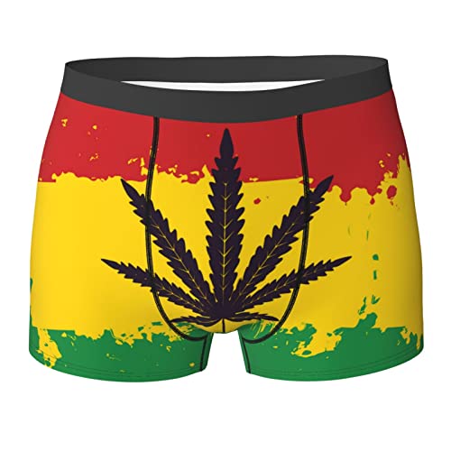AOOEDM Herren Boxershorts Unterwäsche – Rasta FlagLeaf Flags Cannabis, weiche, atmungsaktive Unterhose