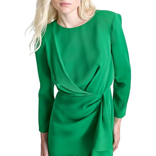 Image of DKNY Women's Long Sleeve Side Tie Mini Sheath Dress