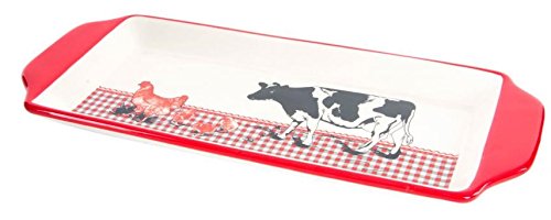 Plat à gâteau vache souvenir de campagne en céramique tendre