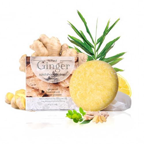 Duoffanny Shampoo Bar Conditioner for Hair Growth Cleanse Moisturize Nourish Strengthen Handcrafted Soap Safe Hair Care For Men & Women All Hair Types Plastic-Free 60g (Ginger)