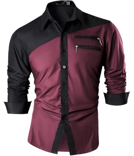 jeansian Men's Slim Fit Long Sleeves Casual Shirts Z015 WineRed XX-Large jeansian Men's Slim Fit Long Sleeves Casual Shirts Z015 WineRed XX-Large