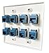 DIYTECH 8 Port Ethernet Wall Plate, Cat 6, Double Gang, RJ45 Female to Female Keystone Jacks - White