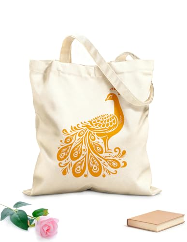 XIARON Bolsas reutilizables para la compra pavo real con 10 Tela de 340g/m² de grosor Reutilizable L Amarillo mostaza