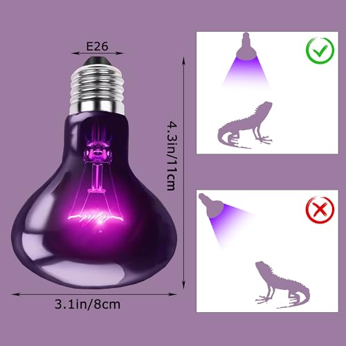 Image of 100W Reptile Moonlight Heat Lamp, Purple Night Basking Bulb | Creates a Natural Nighttime Environment, Perfect for Night Viewing of Reptiles & Amphibians, Ideal for Terrarium Habitats