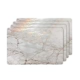 Picture of Dainty Home Rose Gold Marble Rectangle Cork Placemats - Heat Resistant, Non-Slip, Easy Clean - 12"x18" Set of 4 - Perfect for Stylish, Modern Homes