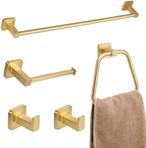 Amazon.com: Ntipox Brushed Gold Bathroom Hardware Accessories Set 5 ...