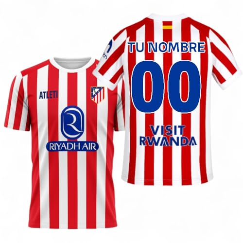 Atletico de Madrid Camiseta Adulto Personalizable 2025/26 Oficial (FR/ES, Letras, XL, Regular, Regular, Rojiblanco)