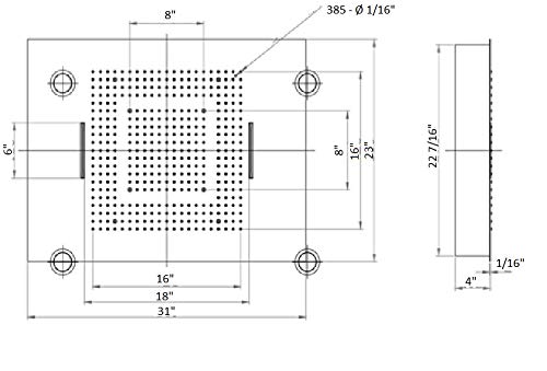 Cascada Classic Design 23"X31" Large Rain Shower Set With Waterfall Led Rectangle 4 Function Shower Head, Massaging Body Jets & Handheld, Remote Control For Coloring Lights, Stainless Steel,Matt Black #TOP7